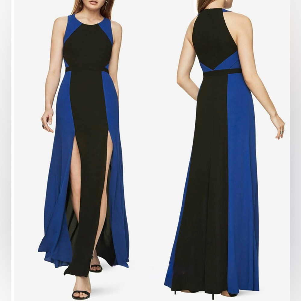 BCBGMaxAzria Black and Blue Angela Gown Maxi Dress
